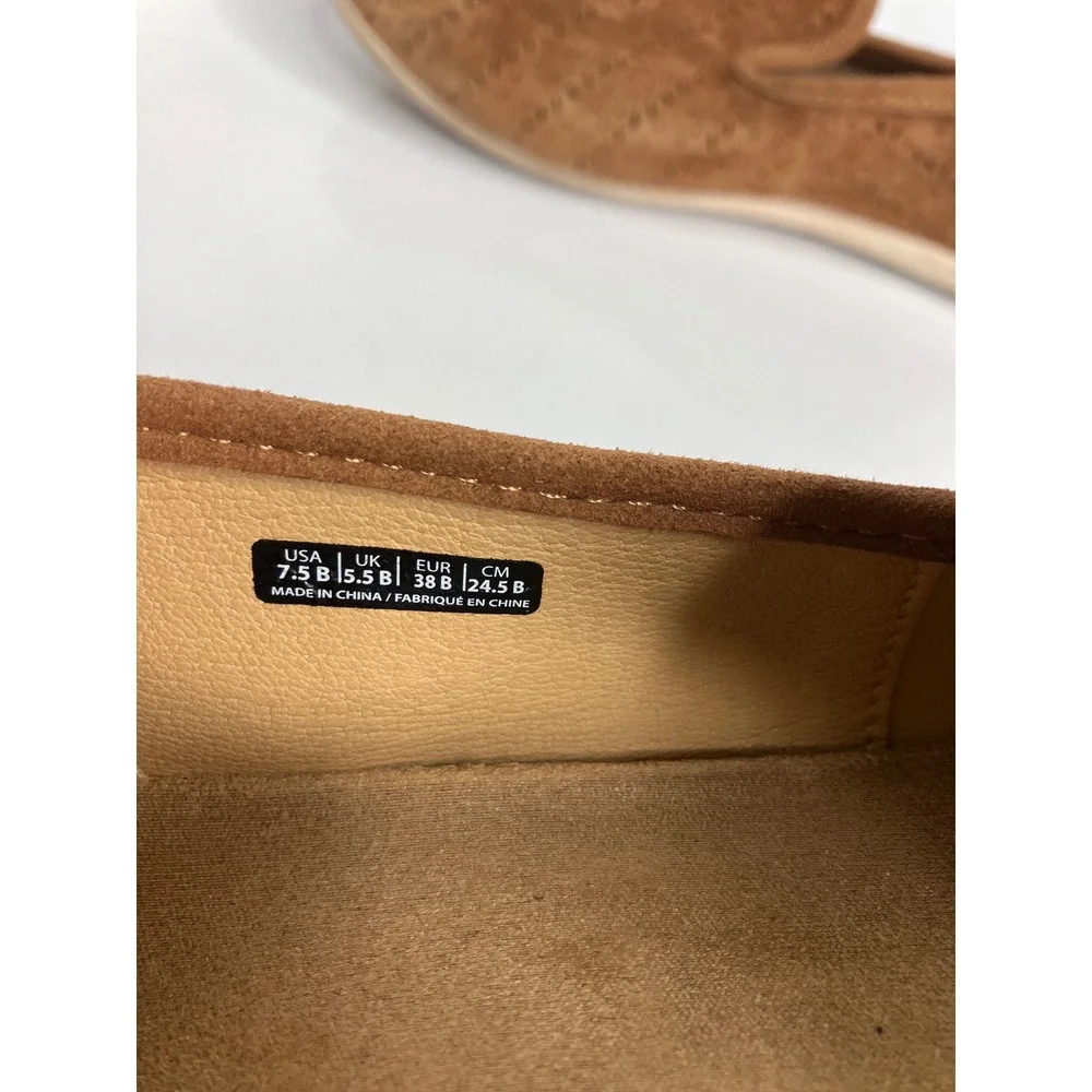 Spenco Siesta Loafers Womens 7.5 Brown Good Suede Laser Cut Perforated Slip On